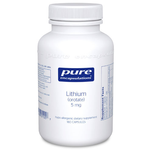 Lithium (orotate) 5mg. 180's, Pure Encapsulations