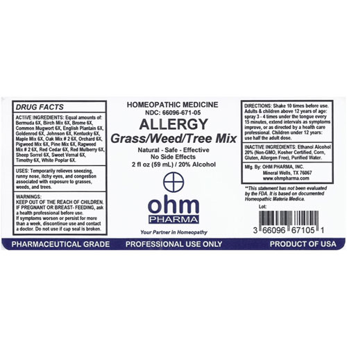 Allergy Grass/Weed/Trees Mix 2 oz. Spray, Ohm Pharma