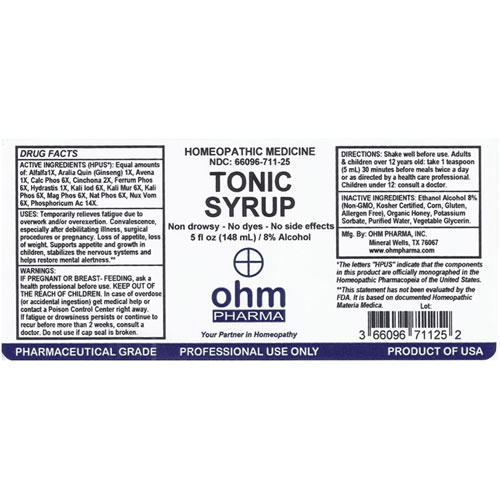 Tonic Syrup 5 oz., Ohm Pharma