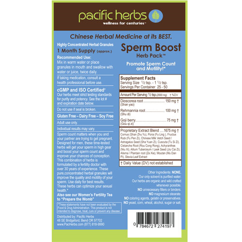 Sperm Boost Herb Pack 3.5 oz. (100g), Pacific Herbs