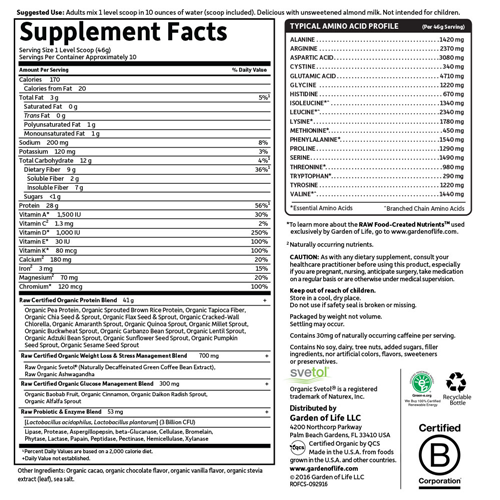 Raw Fit Organic (Chocolate) 455g by Garden of Life