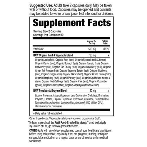 Vitamin Code Raw Vitamin C 120 Caps by Garden of Life