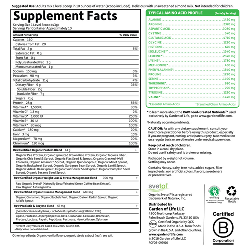 Raw Fit Organic (Original) 445g by Garden of Life