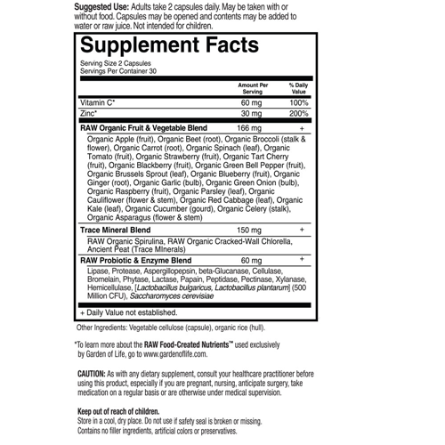 Vitamin Code Raw Zinc 60 Caps by Garden of Life