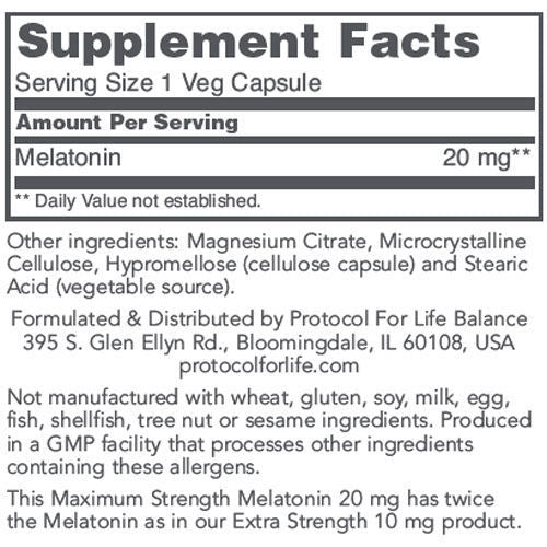 Maximum Strength Melatonin (20mg) 90 caps by Protocol