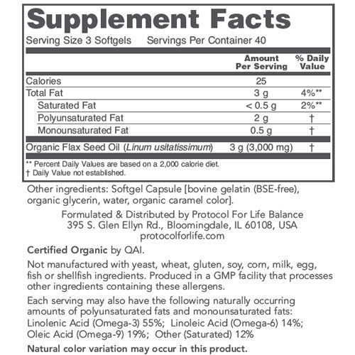 Flax Seed Oil 120 softgels by Protocol