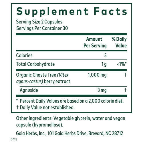 Vitex (formerly Chaste Tree Berry) 60 caps, Gaia Pro