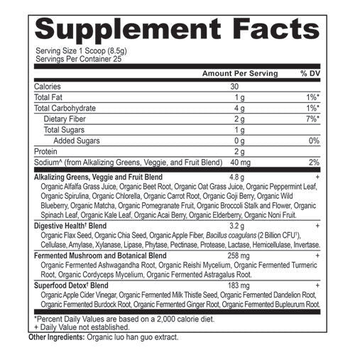 Organic SuperGreens Alkalize & Detox 213g, Ancient Nutrition