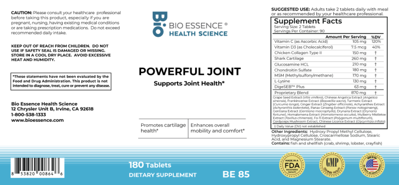 Powerful Joints 60 tabs by Bio Essence
