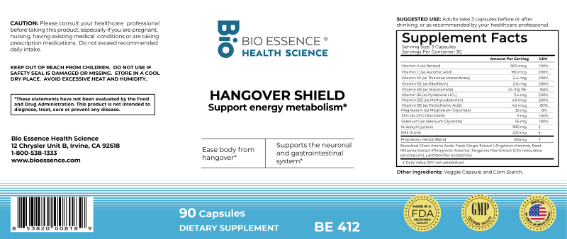 Hangover Shield 90 caps by Bio Essence