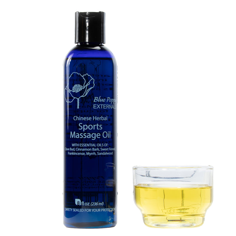 Chinese Herbal Sports Massage Oil 8 oz, Blue Poppy