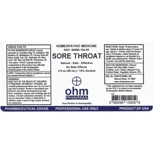 Sore Throat 2 oz. Spray, Ohm Pharma