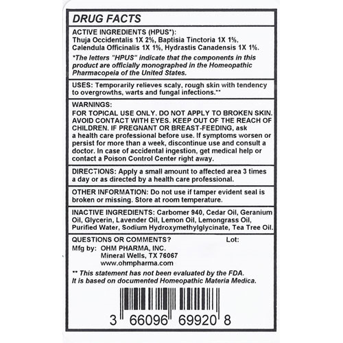 Skin Growths Gel 2 oz. pump, Ohm Pharma