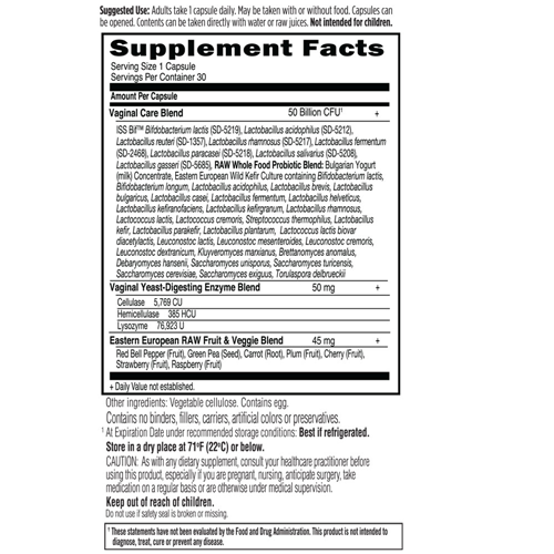 Raw Probiotics Vaginal Care 30 Caps by Garden of Life