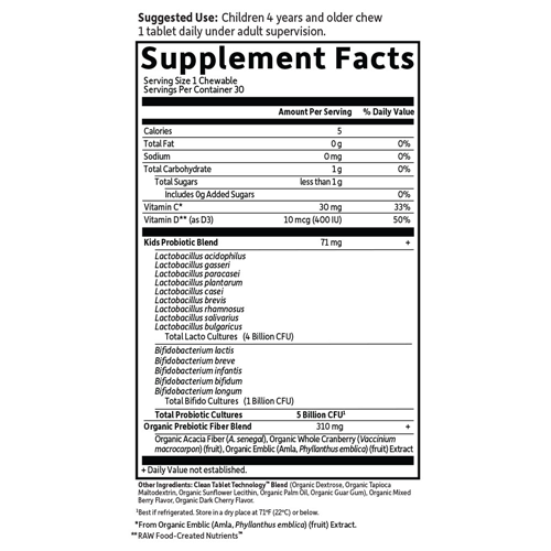 Dr. Formulated Probiotics Org Kids+ (Bry/Chry) 30 Chw by GoL