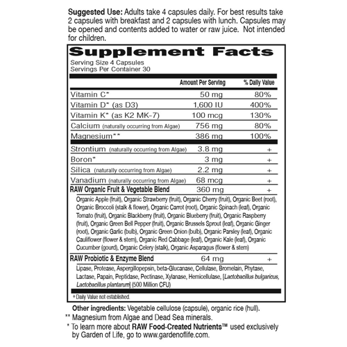 Vitamin Code Raw Calcium 120 Caps by Garden of Life
