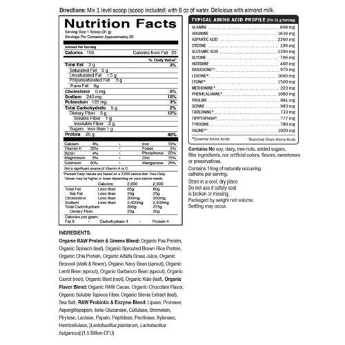 Raw Protein & Greens (Chocolate) 610g by Garden of Life