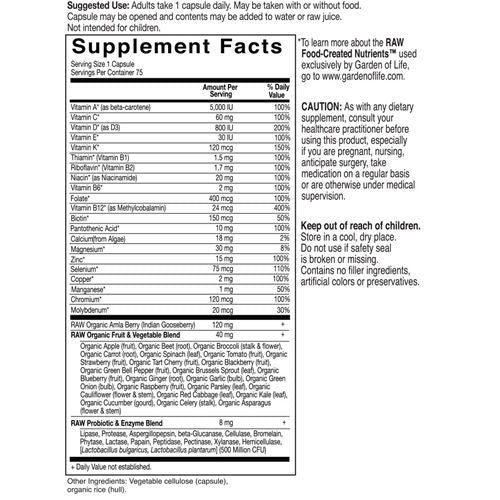 Vitamin Code Raw One for Men 75 Caps by Garden of Life