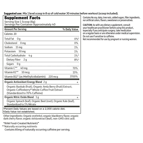Sport Organic Energy & Focus (Blackberry-Cherry) 231g by GoL