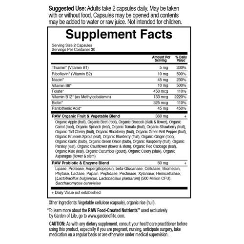 Vitamin Code Raw B Complex 60 Capsules by Garden of Life