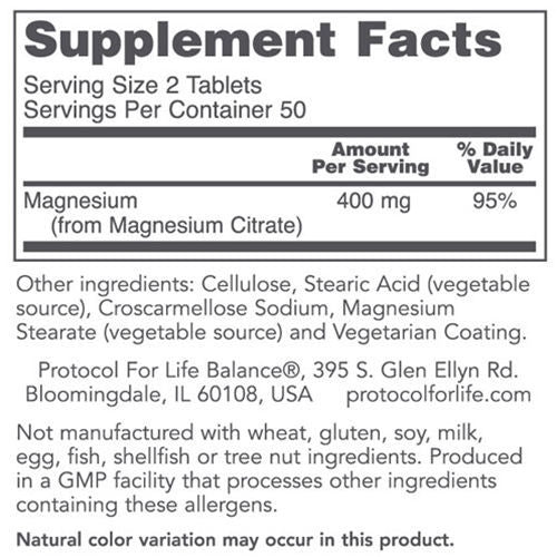 Magnesium Citrate (200mg) High Potency 100 tabs by Protocol