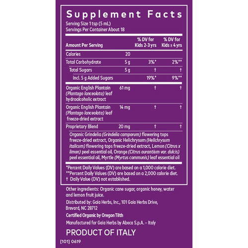Bronchial Wellness Cough Syrup 3 oz., Gaia Kids