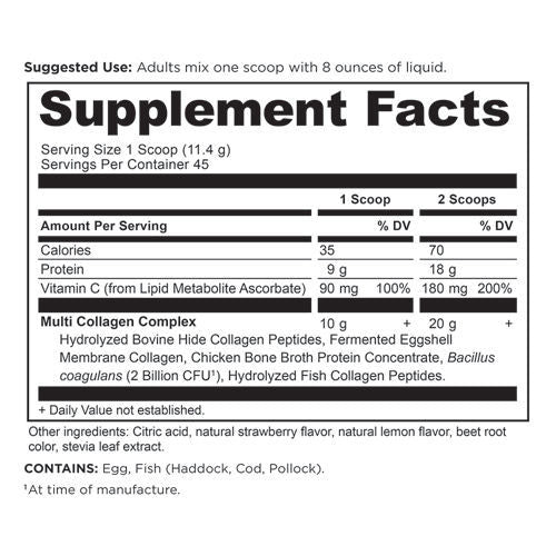 Multi Collagen Protein (Strw Lem) 513g by Ancient Nutrition