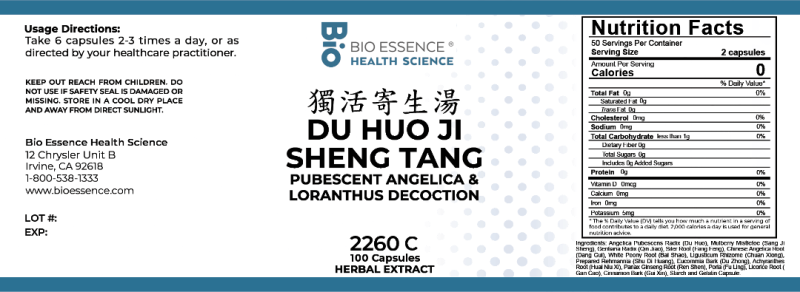 Du Huo Ji Sheng Tang 100 caps by Bio Essence