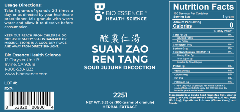 Suan Zao Ren Tang 100 caps by Bio Essence