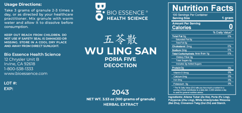 Wu Ling San 100 caps by Bio Essence