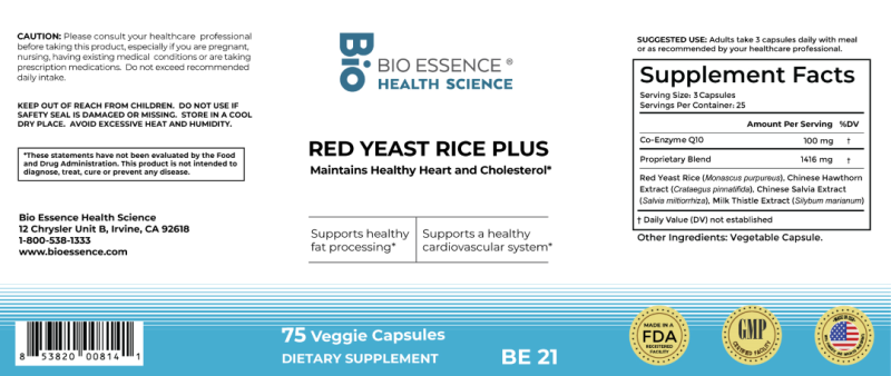Red Yeast Rice Plus 75 caps by Bio Essence
