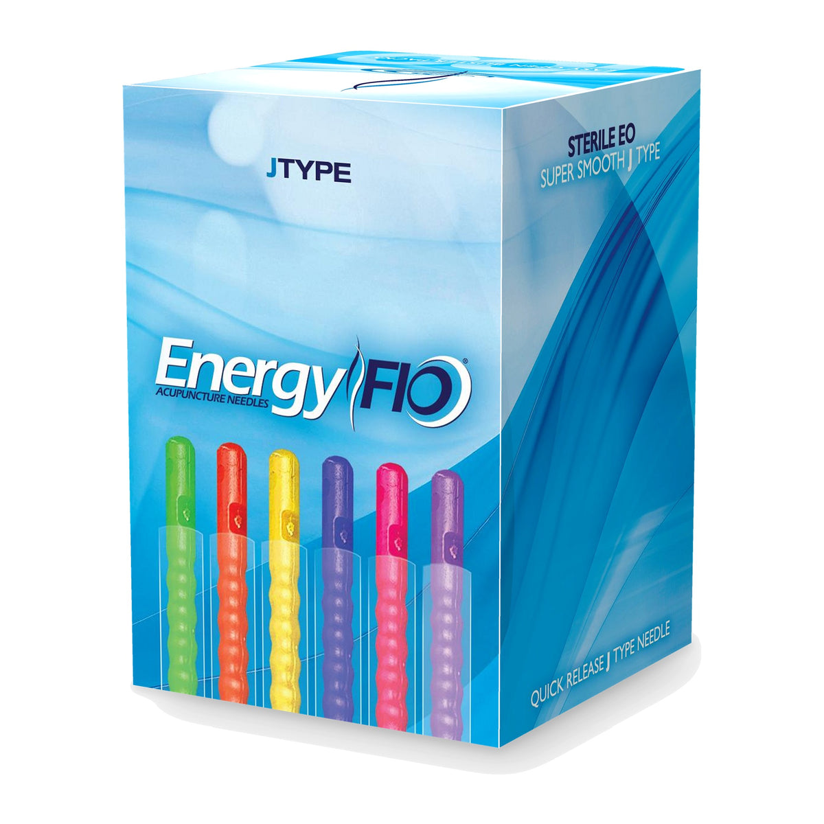 Energy Flo J Type acupuncture needles, new box of 100 with guide tubes