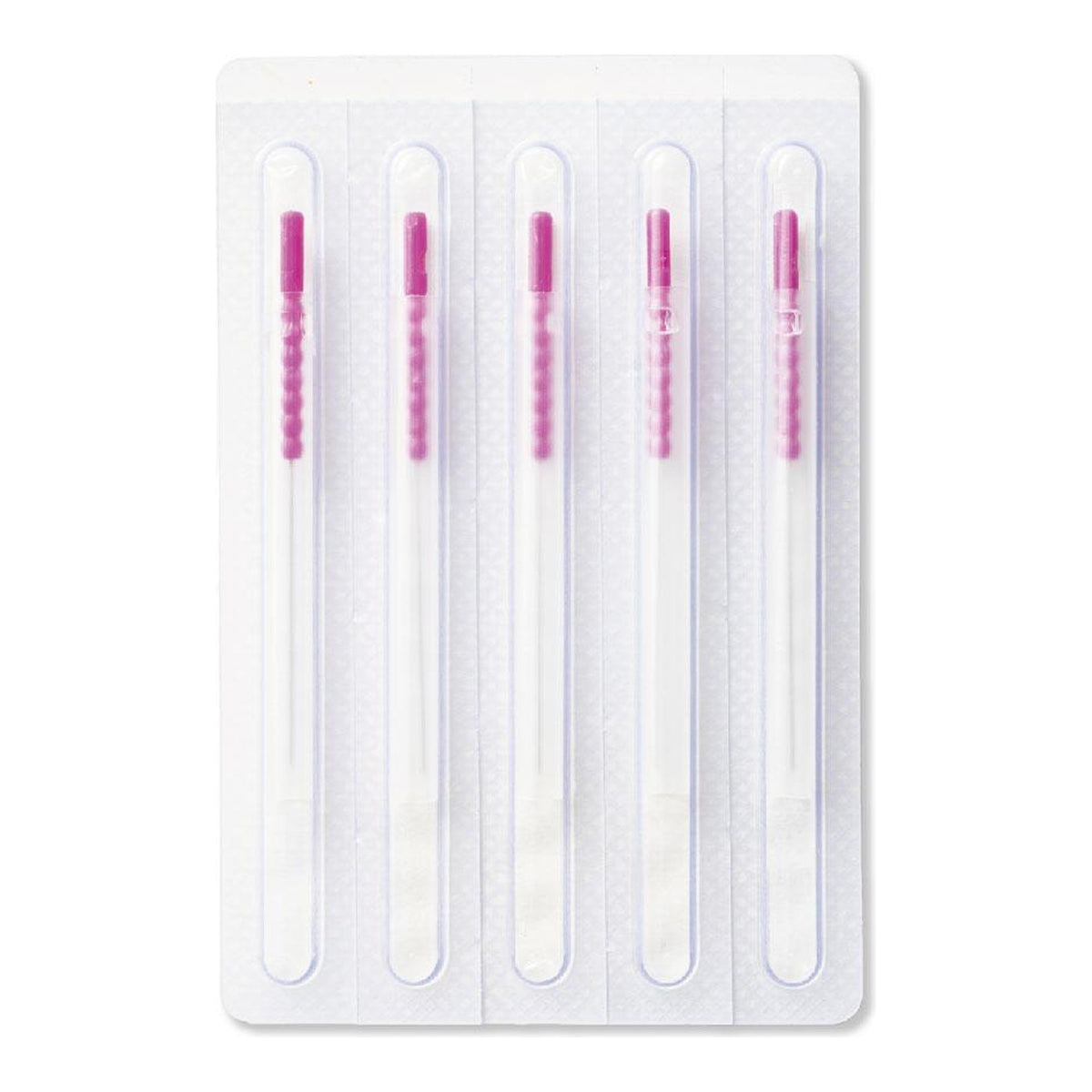 Energy Flo J Type needles, blister flat of 5, each needle in its own guide tube