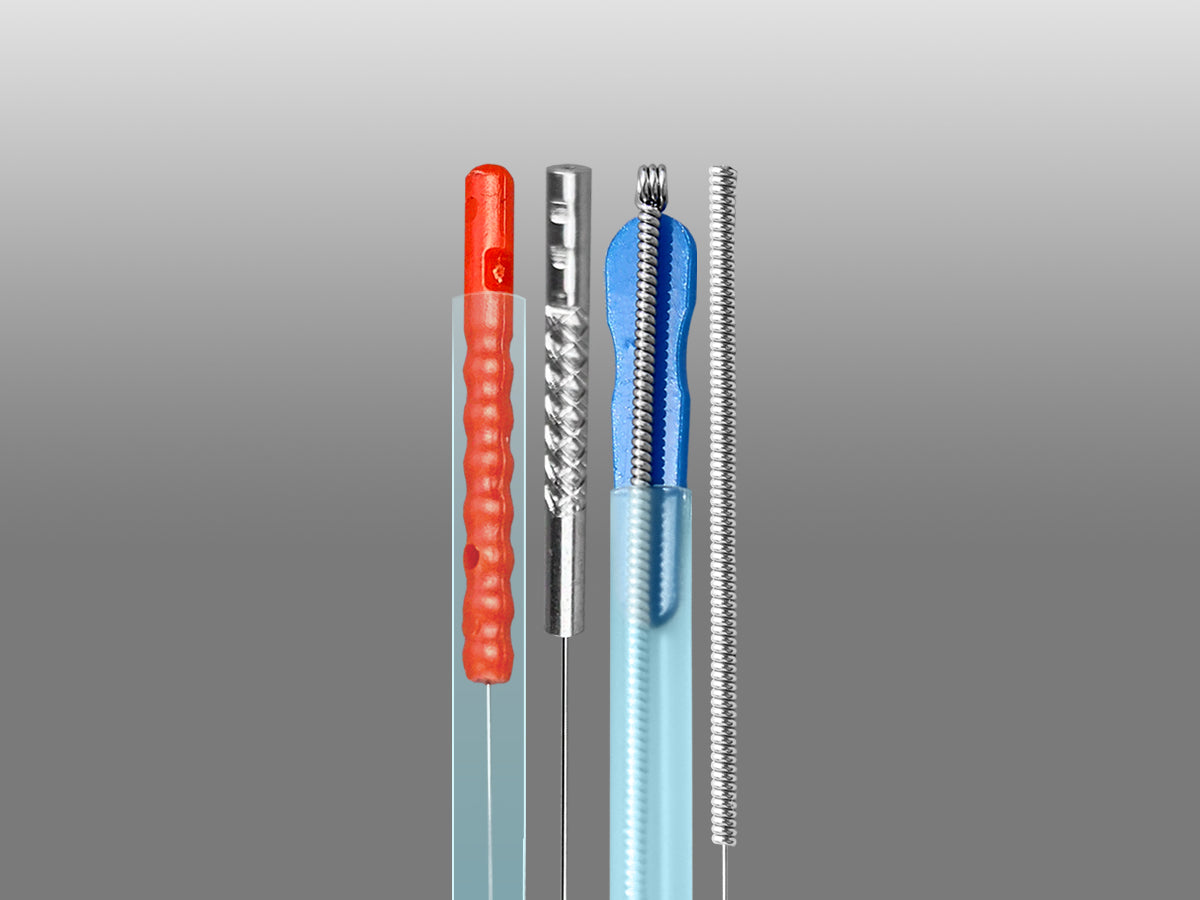 Acupuncture needles with different handle styles