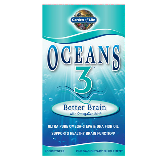 Picture of Oceans 3 Better Brain 90 Soft Gels by Garden of Life